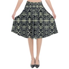 Geometric Textured Ethnic Pattern 1 Flared Midi Skirt by dflcprintsclothing
