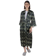 Geometric Textured Ethnic Pattern 1 Maxi Satin Kimono by dflcprintsclothing