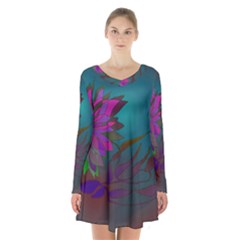 Evening Bloom Long Sleeve Velvet V-neck Dress by LW323