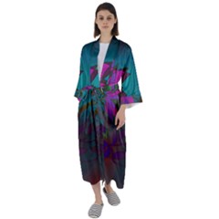 Evening Bloom Maxi Satin Kimono by LW323