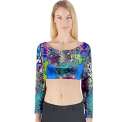 Exotic Flowers In Vase Long Sleeve Crop Top by LW323