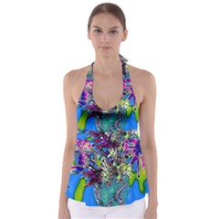 Exotic Flowers In Vase Babydoll Tankini Top by LW323