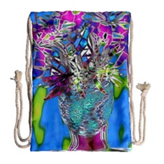 Exotic Flowers In Vase Drawstring Bag (large) by LW323