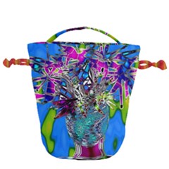 Exotic Flowers In Vase Drawstring Bucket Bag
