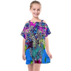 Exotic Flowers In Vase Kids  One Piece Chiffon Dress by LW323