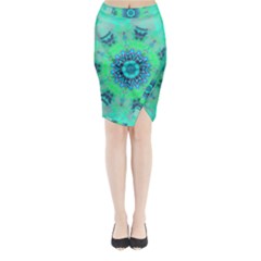 Blue Green  Twist Midi Wrap Pencil Skirt by LW323