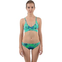 Blue Green  Twist Wrap Around Bikini Set by LW323