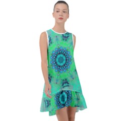 Blue Green  Twist Frill Swing Dress by LW323