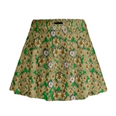 Florals In The Green Season In Perfect  Ornate Calm Harmony Mini Flare Skirt by pepitasart