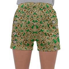 Florals In The Green Season In Perfect  Ornate Calm Harmony Sleepwear Shorts