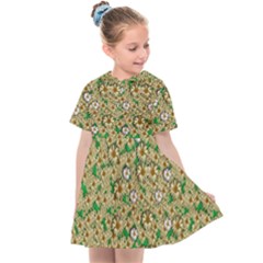 Florals In The Green Season In Perfect  Ornate Calm Harmony Kids  Sailor Dress by pepitasart