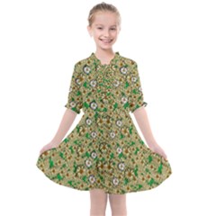 Florals In The Green Season In Perfect  Ornate Calm Harmony Kids  All Frills Chiffon Dress by pepitasart