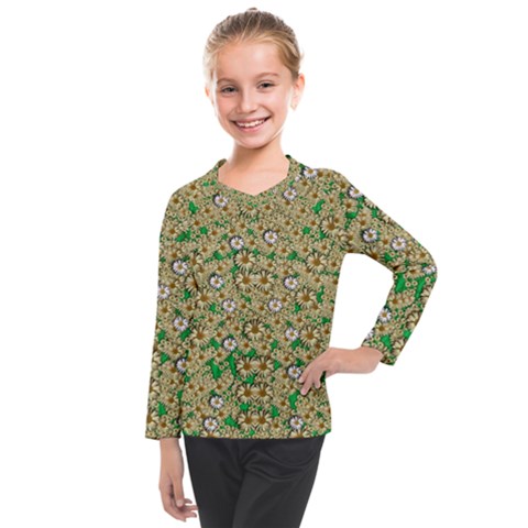 Florals In The Green Season In Perfect  Ornate Calm Harmony Kids  Long Mesh Tee by pepitasart