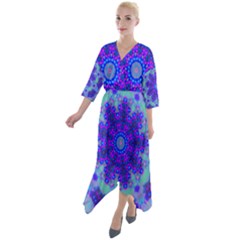 New Day Quarter Sleeve Wrap Front Maxi Dress