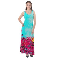 Flowers Sleeveless Velour Maxi Dress by LW323