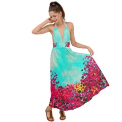 Flowers Backless Maxi Beach Dress by LW323