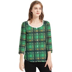 Green Clover Chiffon Quarter Sleeve Blouse by LW323