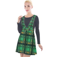 Green Clover Plunge Pinafore Velour Dress by LW323