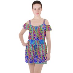 Vibrant-vases Ruffle Cut Out Chiffon Playsuit by LW323