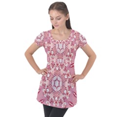 Diamond Girl 2 Puff Sleeve Tunic Top by LW323