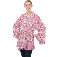 Diamond Girl 2 Long Sleeve Velvet Kimono  by LW323