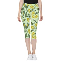 Folk Floral Pattern  Abstract Flowers Surface Design  Seamless Pattern Inside Out Lightweight Velour Capri Leggings 