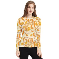 Folk Floral Pattern  Abstract Flowers Surface Design  Seamless Pattern Women s Long Sleeve Rash Guard by Eskimos