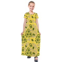 Folk Floral Pattern  Abstract Flowers Surface Design  Seamless Pattern Kids  Short Sleeve Maxi Dress by Eskimos