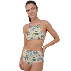 Folk Floral Pattern  Abstract Flowers Surface Design  Seamless Pattern High Waist Tankini Set by Eskimos