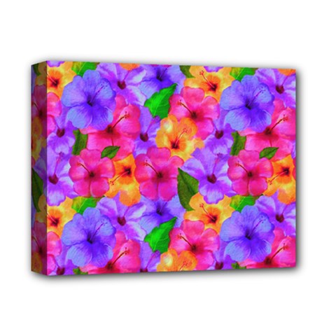 Watercolor Flowers  Multi-colored Bright Flowers Deluxe Canvas 14  X 11  (stretched) by SychEva