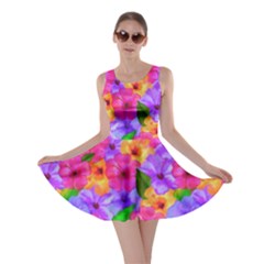 Watercolor Flowers  Multi-colored Bright Flowers Skater Dress by SychEva