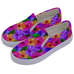 Watercolor Flowers  Multi-colored Bright Flowers Kids  Canvas Slip Ons by SychEva