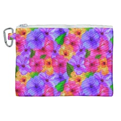 Watercolor Flowers  Multi-colored Bright Flowers Canvas Cosmetic Bag (xl) by SychEva