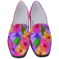 Watercolor Flowers  Multi-colored Bright Flowers Women s Classic Loafer Heels by SychEva