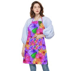 Watercolor Flowers  Multi-colored Bright Flowers Pocket Apron by SychEva