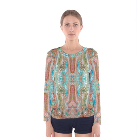 Emerald Marbling Women s Long Sleeve Tee by kaleidomarblingart