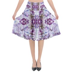 Intricate Lilac Flared Midi Skirt by kaleidomarblingart