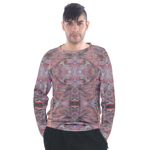 Pink Arabesque Iv Men s Long Sleeve Raglan Tee by kaleidomarblingart