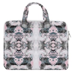 Grey On Pink Marbling Macbook Pro Double Pocket Laptop Bag (large) by kaleidomarblingart