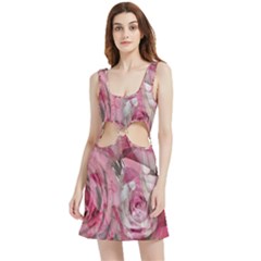 Roses Marbling  Velvet Cutout Dress