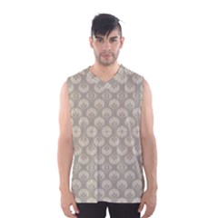 Bright Silver Flowers Motif Pattern Men s Basketball Tank Top by dflcprintsclothing