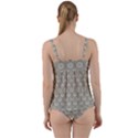 Bright Silver Flowers Motif Pattern Twist Front Tankini Set View2