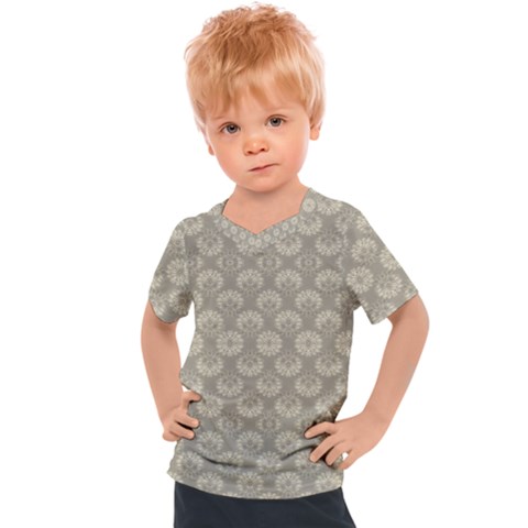 Bright Silver Flowers Motif Pattern Kids  Sports Tee by dflcprintsclothing