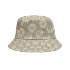 Bright Silver Flowers Motif Pattern Inside Out Bucket Hat by dflcprintsclothing