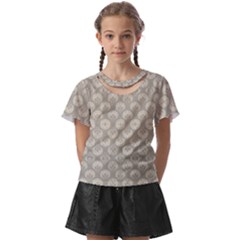 Bright Silver Flowers Motif Pattern Kids  Front Cut Tee by dflcprintsclothing