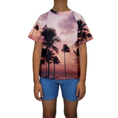 Palm Trees Kids  Short Sleeve Swimwear by LW323