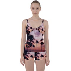 Palm Trees Tie Front Two Piece Tankini by LW323