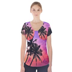 Ocean paradise Short Sleeve Front Detail Top