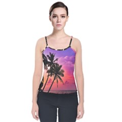 Ocean paradise Velvet Spaghetti Strap Top