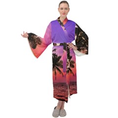 Ocean Paradise Maxi Velour Kimono by LW323